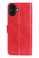 BASEY. Hoes Geschikt voor iPhone 16 Plus Hoesje Bookcase Hoes Flip Case Book Cover - Hoesje Geschikt voor iPhone 16 Plus Hoes Book Case Hoesje - Rood