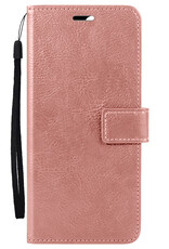 BASEY. Hoes Geschikt voor iPhone 16 Plus Hoesje Bookcase Hoes Flip Case Book Cover - Hoesje Geschikt voor iPhone 16 Plus Hoes Book Case Hoesje - Rosé goud