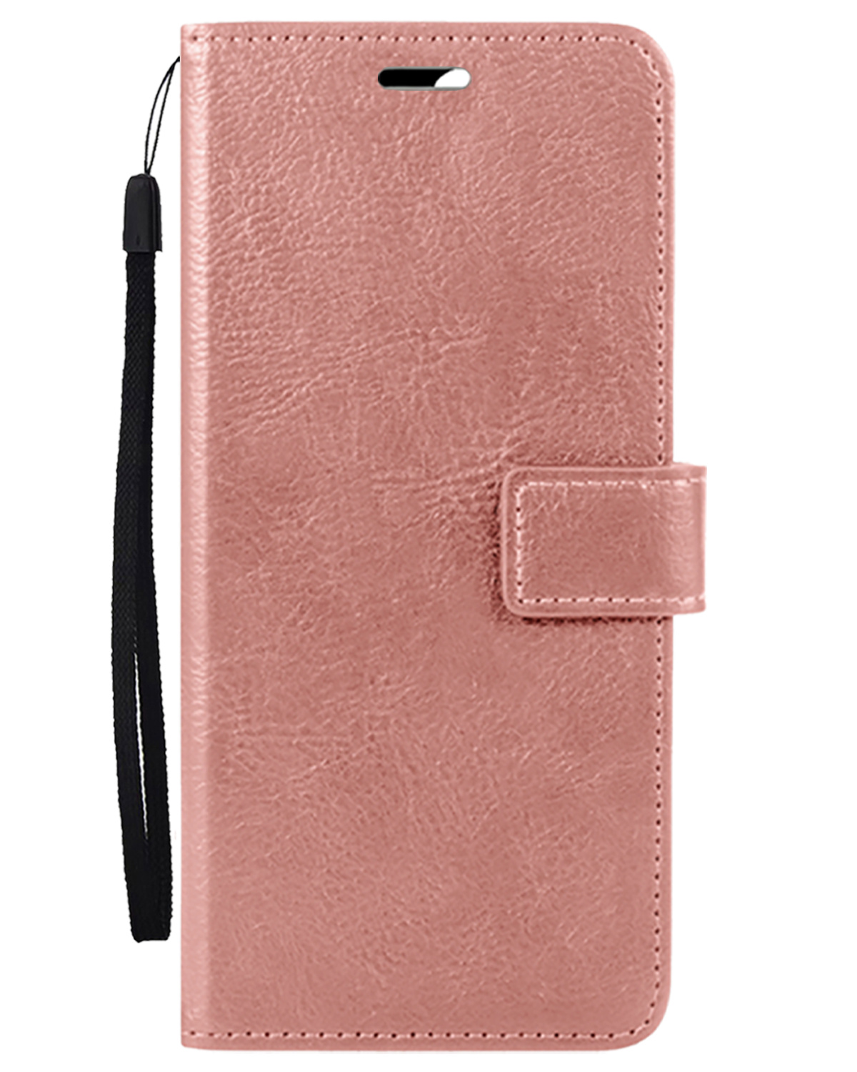 BASEY. Hoes Geschikt voor iPhone 16 Plus Hoesje Bookcase Hoes Flip Case Book Cover - Hoesje Geschikt voor iPhone 16 Plus Hoes Book Case Hoesje - Rosé goud