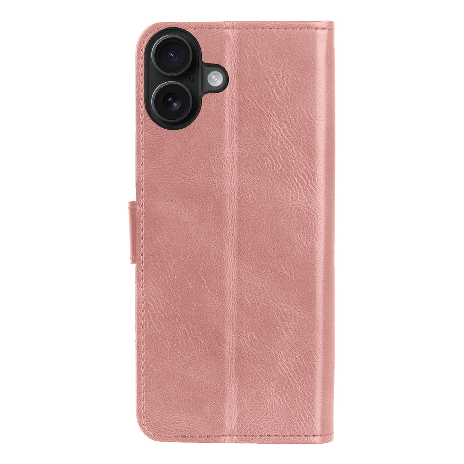 BASEY. Hoes Geschikt voor iPhone 16 Plus Hoesje Bookcase Hoes Flip Case Book Cover - Hoesje Geschikt voor iPhone 16 Plus Hoes Book Case Hoesje - Rosé goud