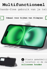 BASEY. Hoes Geschikt voor iPhone 16 Plus Hoesje Bookcase Hoes Flip Case Book Cover - Hoesje Geschikt voor iPhone 16 Plus Hoes Book Case Hoesje - Wit