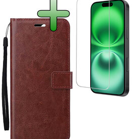 BASEY. BASEY. iPhone 16 Plus Hoesje Bookcase Met Screenprotector - Bruin