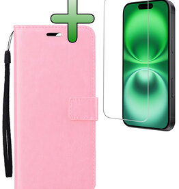 BASEY. BASEY. iPhone 16 Plus Hoesje Bookcase Met Screenprotector - Lichtroze