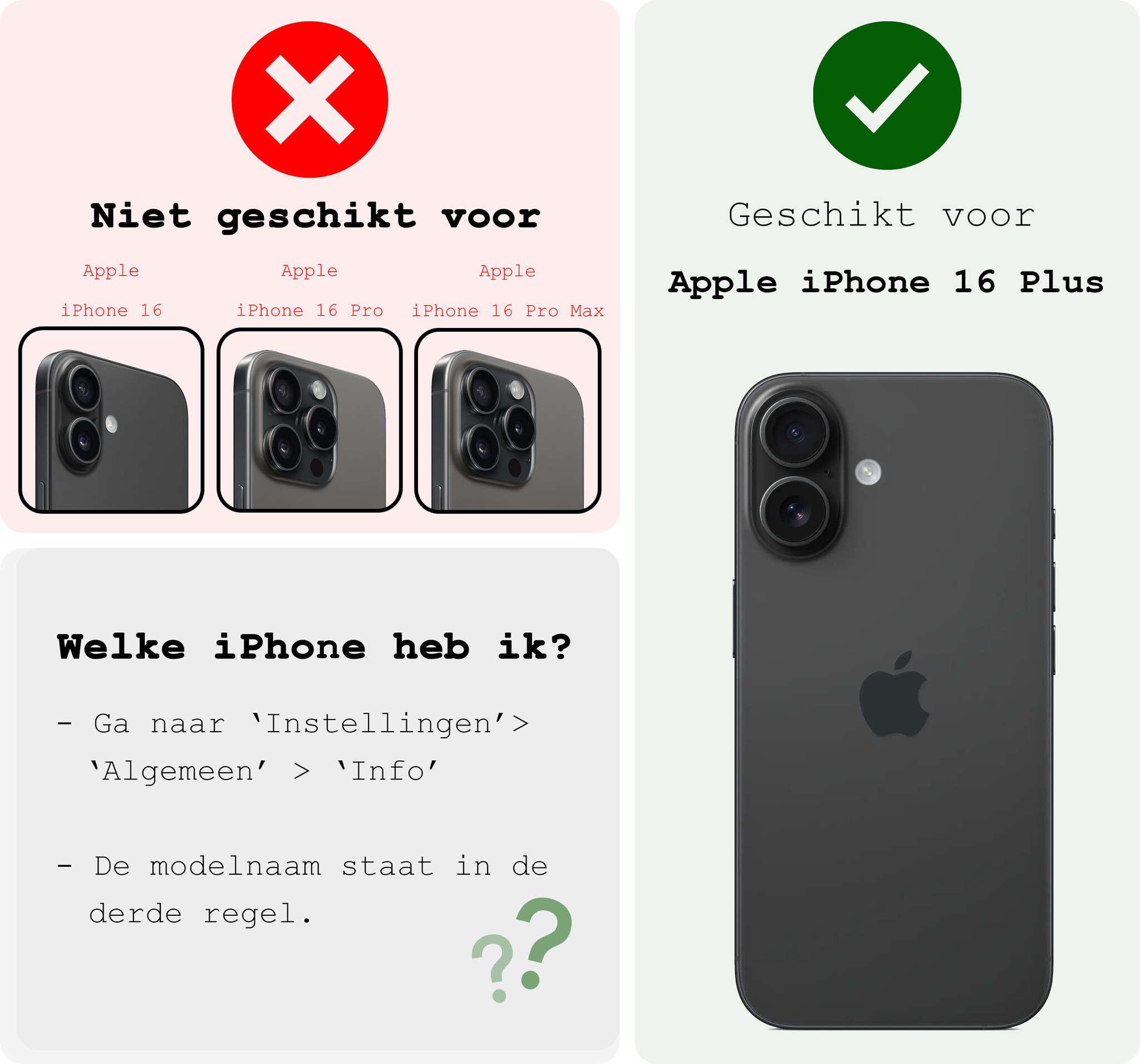 BASEY. Hoes Geschikt voor iPhone 16 Plus Hoesje Bookcase Hoes Flip Case Book Cover Met Screenprotector - Hoesje Geschikt voor iPhone 16 Plus Hoes Book Case Hoesje - Lichtroze