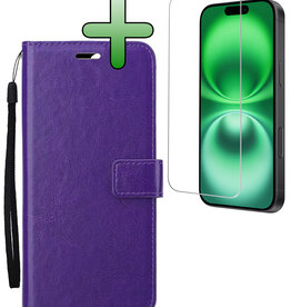 BASEY. BASEY. iPhone 16 Plus Hoesje Bookcase Met Screenprotector - Paars