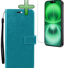 BASEY. BASEY. iPhone 16 Plus Hoesje Bookcase Met Screenprotector - Turquoise