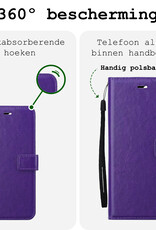 BASEY. Hoes Geschikt voor iPhone 16 Plus Hoesje Bookcase Hoes Flip Case Book Cover Met 2x Screenprotector - Hoesje Geschikt voor iPhone 16 Plus Hoes Book Case Hoesje - Paars