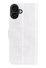 BASEY. Hoes Geschikt voor iPhone 16 Plus Hoesje Bookcase Hoes Flip Case Book Cover Met 2x Screenprotector - Hoesje Geschikt voor iPhone 16 Plus Hoes Book Case Hoesje - Wit