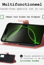 BASEY. Hoes Geschikt voor iPhone 16 Pro Hoesje Bookcase Hoes Flip Case Book Cover - Hoesje Geschikt voor iPhone 16 Pro Hoes Book Case Hoesje - Rosé goud