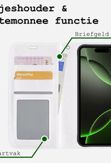 BASEY. Hoes Geschikt voor iPhone 16 Pro Hoesje Bookcase Hoes Flip Case Book Cover - Hoesje Geschikt voor iPhone 16 Pro Hoes Book Case Hoesje - Wit
