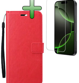 BASEY. BASEY. iPhone 16 Pro Hoesje Bookcase Met Screenprotector - Rood