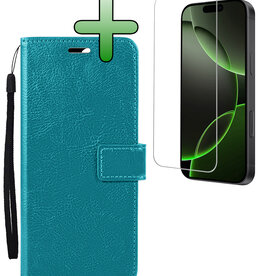 BASEY. BASEY. iPhone 16 Pro Hoesje Bookcase Met Screenprotector - Turquoise