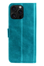 BASEY. Hoes Geschikt voor iPhone 16 Pro Hoesje Bookcase Hoes Flip Case Book Cover Met Screenprotector - Hoesje Geschikt voor iPhone 16 Pro Hoes Book Case Hoesje - Turquoise