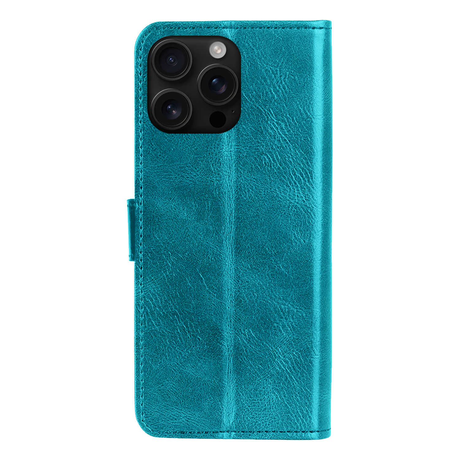 BASEY. Hoes Geschikt voor iPhone 16 Pro Hoesje Bookcase Hoes Flip Case Book Cover Met Screenprotector - Hoesje Geschikt voor iPhone 16 Pro Hoes Book Case Hoesje - Turquoise