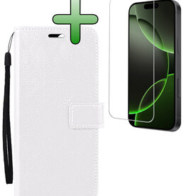 BASEY. BASEY. iPhone 16 Pro Hoesje Bookcase Met Screenprotector - Wit