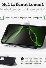 BASEY. Hoes Geschikt voor iPhone 16 Pro Hoesje Bookcase Hoes Flip Case Book Cover Met Screenprotector - Hoesje Geschikt voor iPhone 16 Pro Hoes Book Case Hoesje - Wit