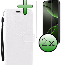 BASEY. BASEY. iPhone 16 Pro Hoesje Bookcase Met 2x Screenprotector - Wit