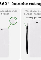 BASEY. Hoes Geschikt voor iPhone 16 Pro Hoesje Bookcase Hoes Flip Case Book Cover Met 2x Screenprotector - Hoesje Geschikt voor iPhone 16 Pro Hoes Book Case Hoesje - Wit