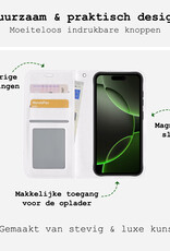 BASEY. Hoes Geschikt voor iPhone 16 Pro Hoesje Bookcase Hoes Flip Case Book Cover Met 2x Screenprotector - Hoesje Geschikt voor iPhone 16 Pro Hoes Book Case Hoesje - Wit