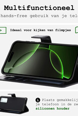 BASEY. Hoes Geschikt voor iPhone 16 Pro Hoesje Bookcase Hoes Flip Case Book Cover Met 2x Screenprotector - Hoesje Geschikt voor iPhone 16 Pro Hoes Book Case Hoesje - Zwart