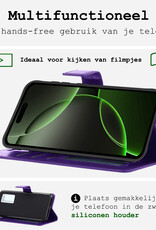 BASEY. Hoes Geschikt voor iPhone 16 Pro Max Hoesje Bookcase Hoes Flip Case Book Cover - Hoesje Geschikt voor iPhone 16 Pro Max Hoes Book Case Hoesje - Paars