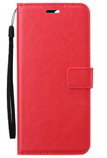 BASEY. Hoes Geschikt voor iPhone 16 Pro Max Hoesje Bookcase Hoes Flip Case Book Cover - Hoesje Geschikt voor iPhone 16 Pro Max Hoes Book Case Hoesje - Rood