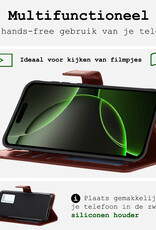 BASEY. Hoes Geschikt voor iPhone 16 Pro Max Hoesje Bookcase Hoes Flip Case Book Cover Met Screenprotector - Hoesje Geschikt voor iPhone 16 Pro Max Hoes Book Case Hoesje - Bruin