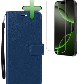 BASEY. BASEY. iPhone 16 Pro Max Hoesje Bookcase Met Screenprotector - Donkerblauw
