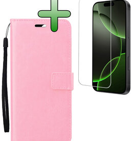 BASEY. BASEY. iPhone 16 Pro Max Hoesje Bookcase Met Screenprotector - Lichtroze