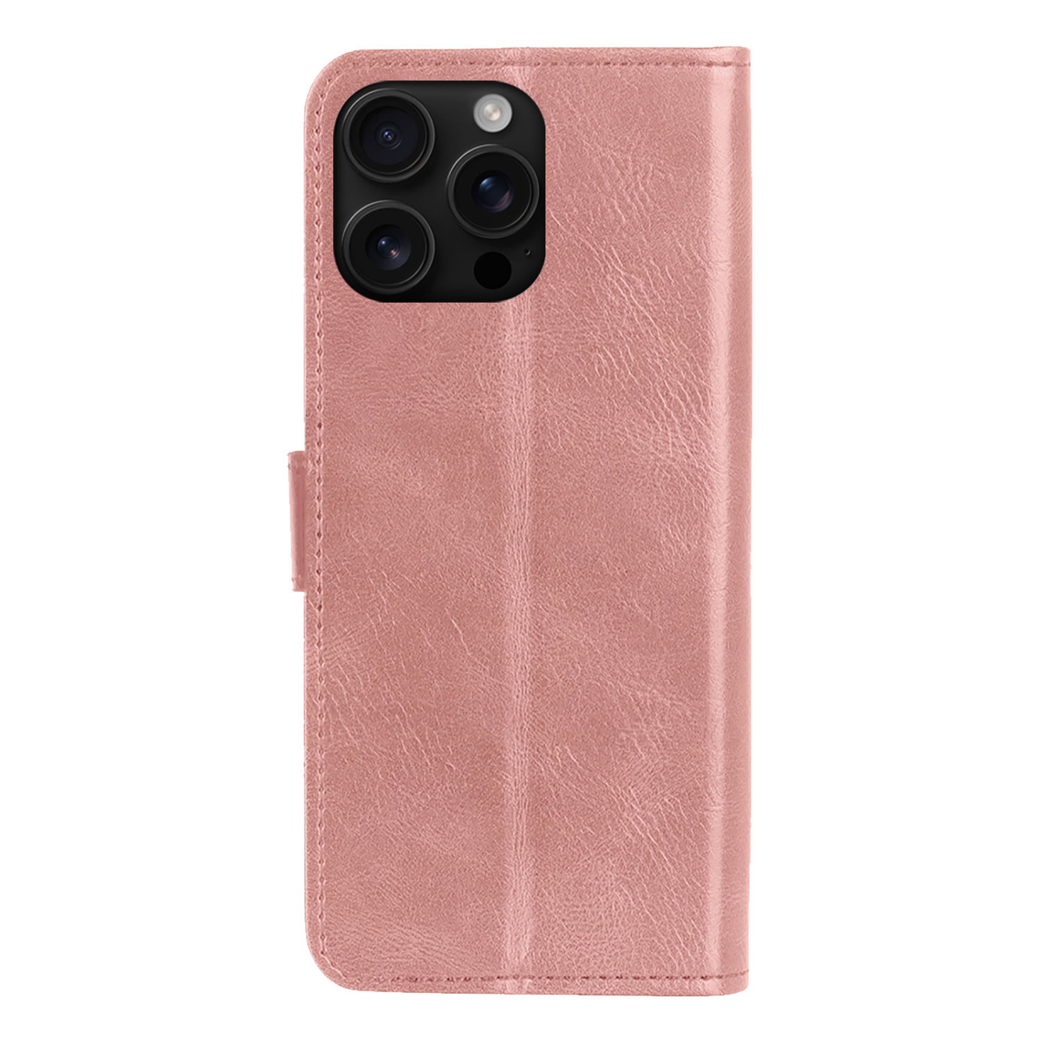 BASEY. Hoes Geschikt voor iPhone 16 Pro Max Hoesje Bookcase Hoes Flip Case Book Cover Met Screenprotector - Hoesje Geschikt voor iPhone 16 Pro Max Hoes Book Case Hoesje - Rosé goud