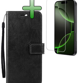 BASEY. BASEY. iPhone 16 Pro Max Hoesje Bookcase Met Screenprotector - Zwart