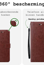 BASEY. Hoes Geschikt voor iPhone 16 Pro Max Hoesje Bookcase Hoes Flip Case Book Cover Met 2x Screenprotector - Hoesje Geschikt voor iPhone 16 Pro Max Hoes Book Case Hoesje - Bruin
