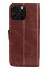 BASEY. Hoes Geschikt voor iPhone 16 Pro Max Hoesje Bookcase Hoes Flip Case Book Cover Met 2x Screenprotector - Hoesje Geschikt voor iPhone 16 Pro Max Hoes Book Case Hoesje - Bruin