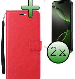 BASEY. BASEY. iPhone 16 Pro Max Hoesje Bookcase Met 2x Screenprotector - Rood