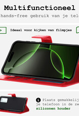 BASEY. Hoes Geschikt voor iPhone 16 Pro Max Hoesje Bookcase Hoes Flip Case Book Cover Met 2x Screenprotector - Hoesje Geschikt voor iPhone 16 Pro Max Hoes Book Case Hoesje - Rood