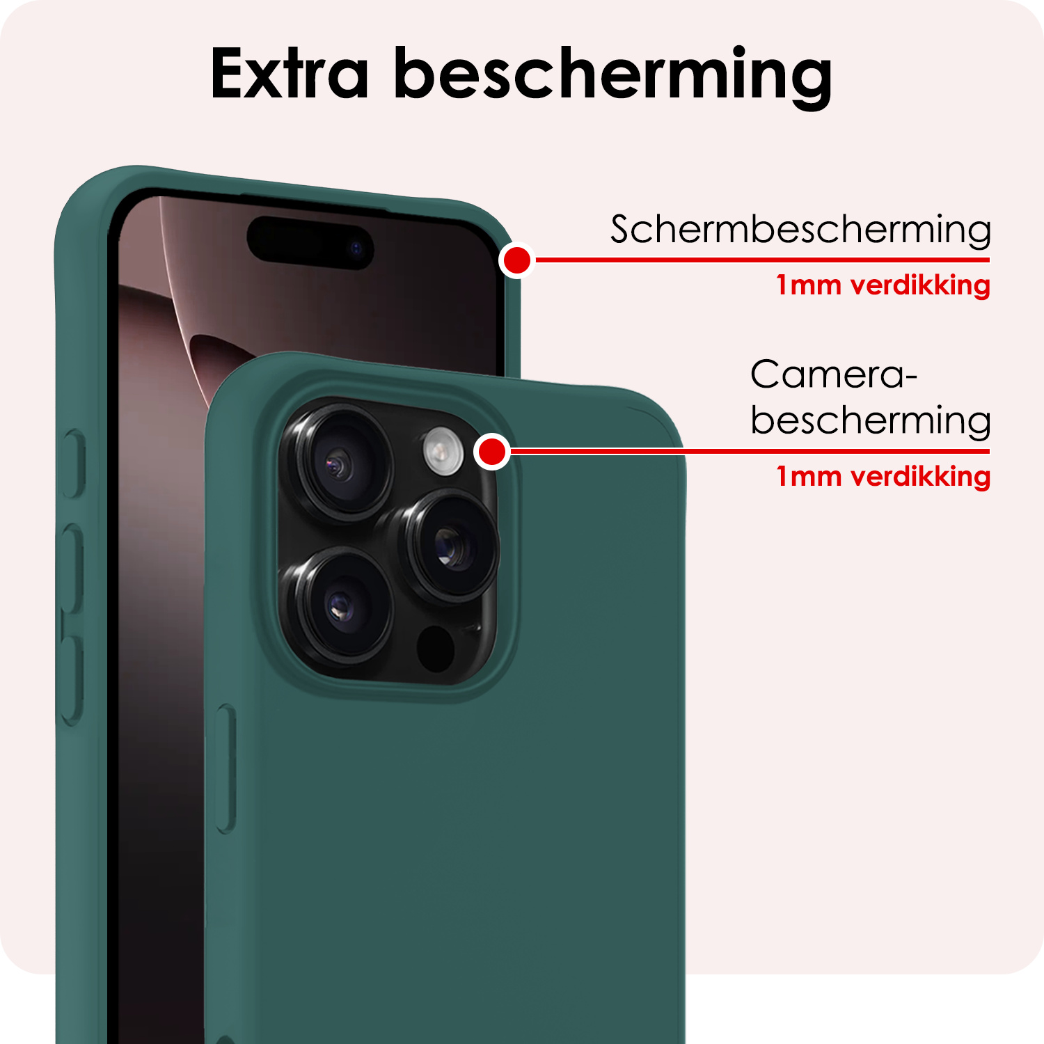NoXx Hoes Geschikt voor iPhone 16 Pro Hoesje Cover Siliconen Back Case Hoes - Donkergroen