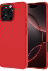 NoXx Hoes Geschikt voor iPhone 16 Pro Hoesje Cover Siliconen Back Case Hoes - Rood