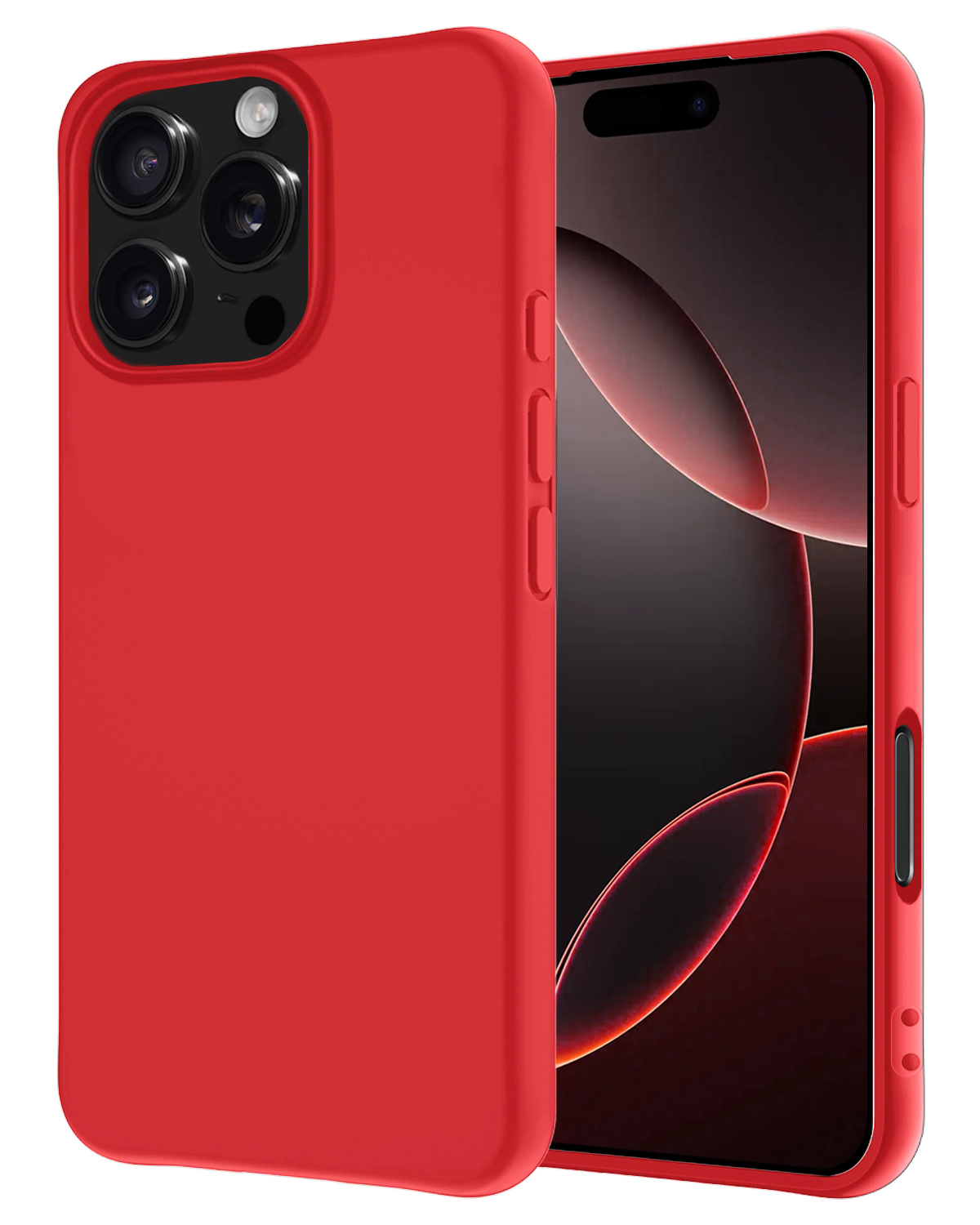 NoXx Hoes Geschikt voor iPhone 16 Pro Hoesje Cover Siliconen Back Case Hoes - Rood