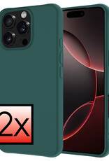 NoXx Hoes Geschikt voor iPhone 16 Pro Hoesje Cover Siliconen Back Case Hoes - Donkergroen - 2x