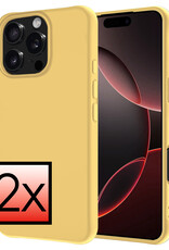 NoXx Hoes Geschikt voor iPhone 16 Pro Hoesje Cover Siliconen Back Case Hoes - Geel - 2x