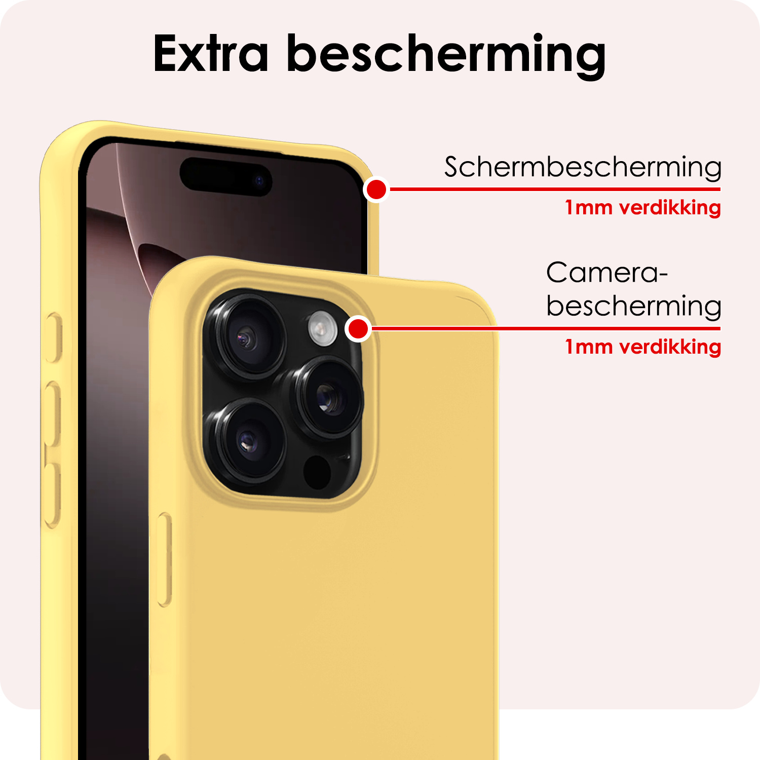 NoXx Hoes Geschikt voor iPhone 16 Pro Hoesje Cover Siliconen Back Case Hoes - Geel - 2x