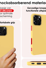 NoXx Hoes Geschikt voor iPhone 16 Pro Hoesje Cover Siliconen Back Case Hoes - Geel - 2x