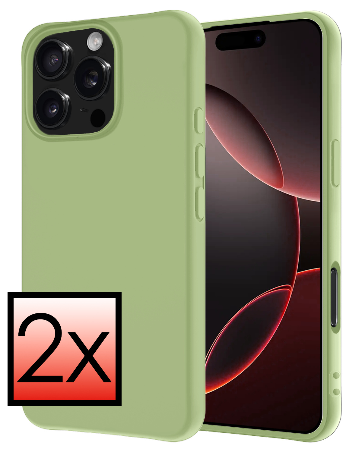 NoXx Hoes Geschikt voor iPhone 16 Pro Hoesje Cover Siliconen Back Case Hoes - Groen - 2x