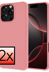 NoXx Hoes Geschikt voor iPhone 16 Pro Hoesje Cover Siliconen Back Case Hoes - Lichtroze - 2x