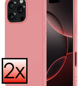 NoXx NoXx iPhone 16 Pro Hoesje Siliconen - Lichtroze - 2 PACK