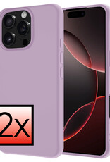 NoXx Hoes Geschikt voor iPhone 16 Pro Hoesje Cover Siliconen Back Case Hoes - Lila - 2x