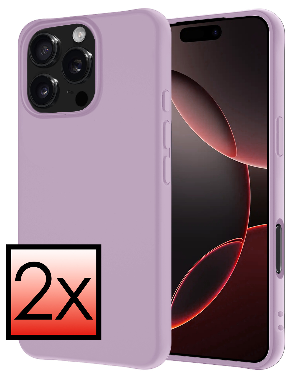 NoXx Hoes Geschikt voor iPhone 16 Pro Hoesje Cover Siliconen Back Case Hoes - Lila - 2x