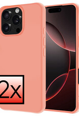 NoXx Hoes Geschikt voor iPhone 16 Pro Hoesje Cover Siliconen Back Case Hoes - Perzik - 2x