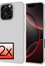 NoXx Hoes Geschikt voor iPhone 16 Pro Hoesje Cover Siliconen Back Case Hoes - Wit - 2x