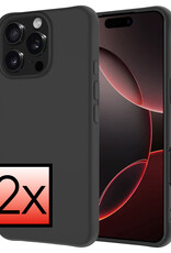 NoXx Hoes Geschikt voor iPhone 16 Pro Hoesje Cover Siliconen Back Case Hoes - Zwart - 2x